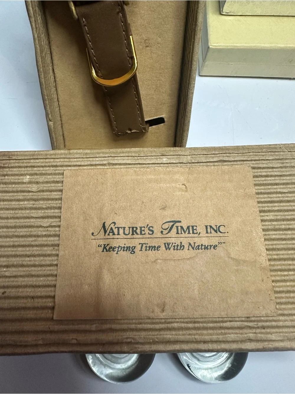 VINTAGE Nature's Time Men's Brown Leather Bear Dial Watch